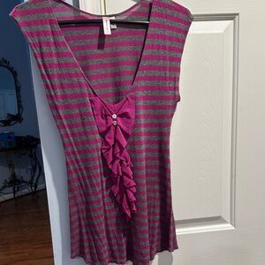 Pink Republic Women's Top - Magenta and Gray Stripes